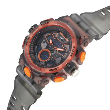 SF Analog Digital Orange Dial PU Strap Watch For Men