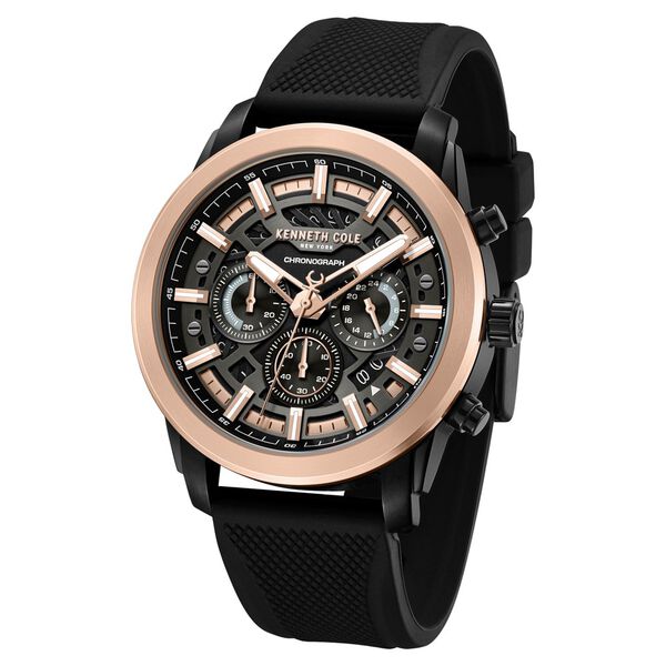 Kenneth Cole Quartz Multifunction Black Dial Black Colour Silicone Strap Watch For Men - image number 1