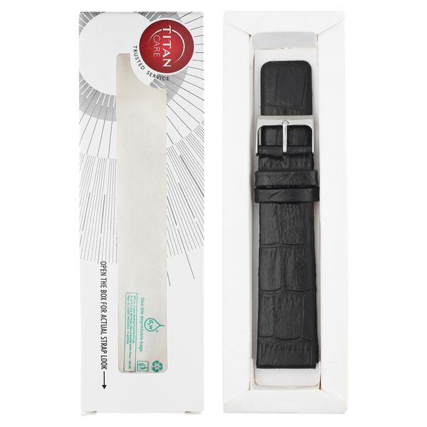 22 mm Black Genuine Leather Straps for Men - image number 5