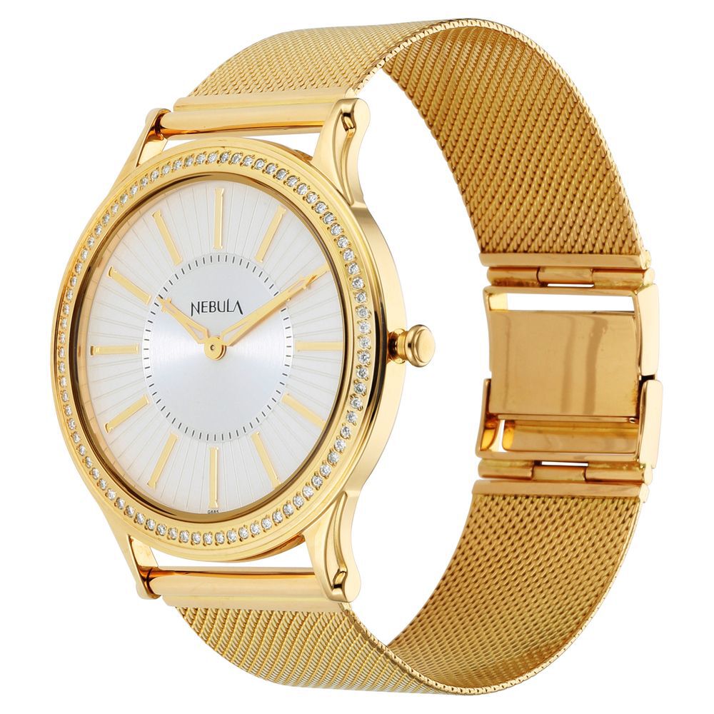 Buy Online Titan Nebula Milanese Quartz Analog 18 Karat Solid Gold