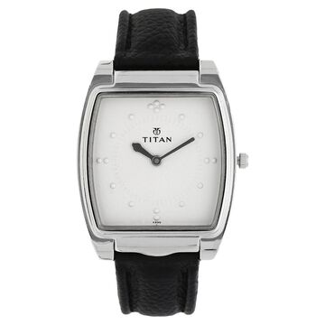 Titan Braille Silver Dial Analog Leather Strap watch for Men