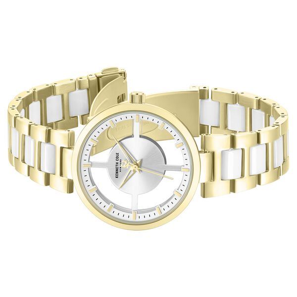 Kenneth Cole Quartz Analog Silver Dial Golden Colour Ceramic Strap Watch For Women - image number 2