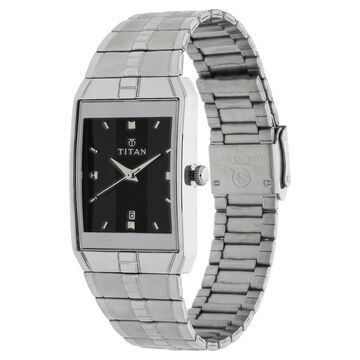 Titan Quartz Analog with Date Black Dial Stainless Steel Strap Watch for Men