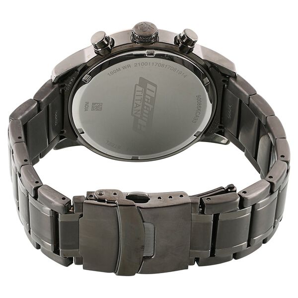 Titan Octane Quartz Chronograph Black Dial Stainless Steel Strap Watch for Men - image number 3