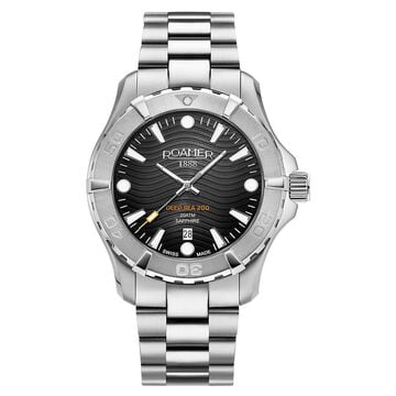 Roamer Deep Sea 200 Quartz Analog with Date Black Dial Silver Stainless Steel Strap Watch For Men