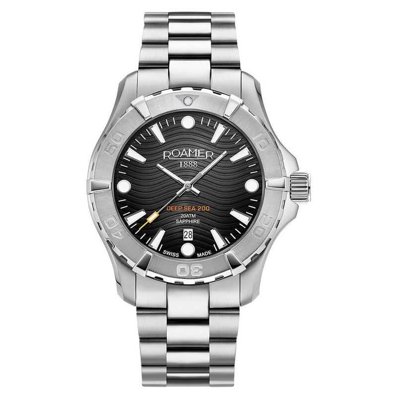 Roamer Deep Sea 200 Quartz Analog with Date Black Dial Silver Stainless Steel Strap Watch For Men