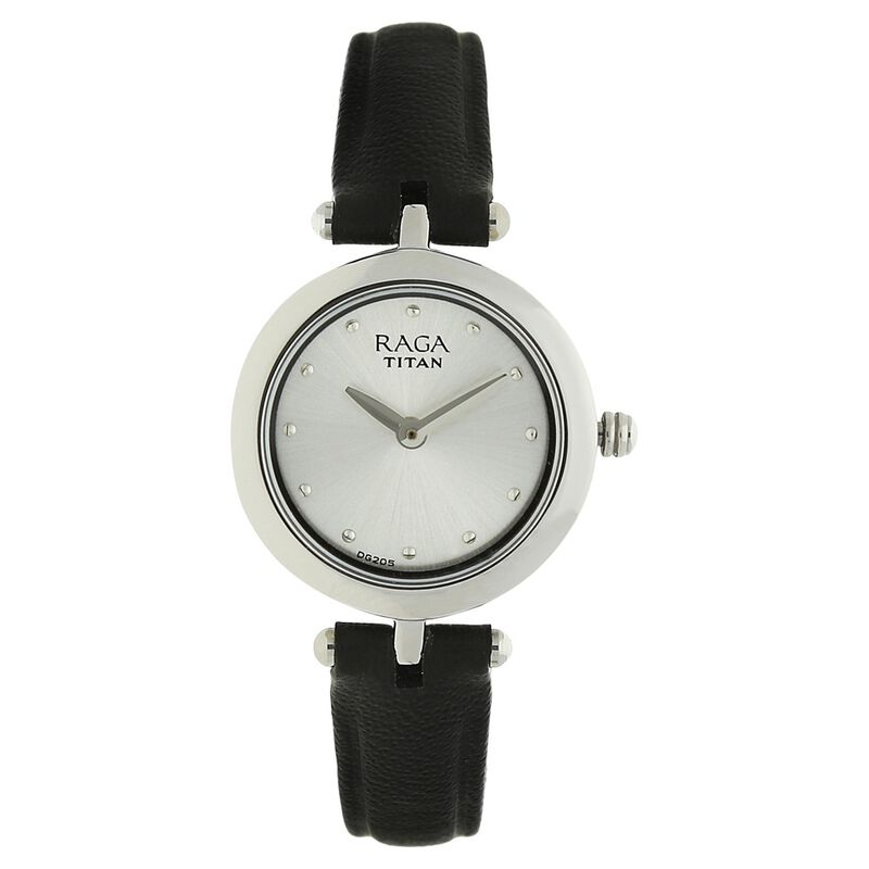 Titan Raga Silver Dial Analog Leather Strap watch for Women