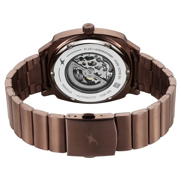 Fastrack Automatics Collection Green Dial Brown Stainless Steel Strap Watch For Guys - image number 5