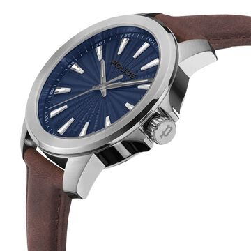 Police Blue Dial Brown Strap Analog Watch for Men