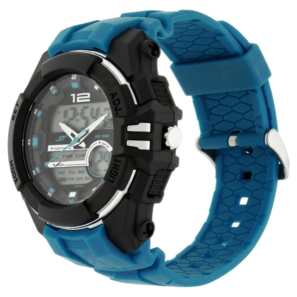 Buy Online SF Quartz Analog Digital Black Dial Plastic Strap Watch