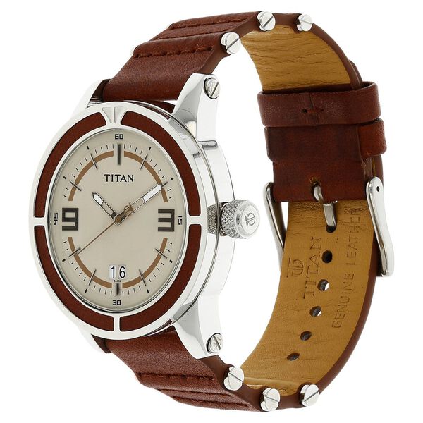 Titan Analog Off White Dial with Date Stainless Steel Strap watch for Men - image number 1