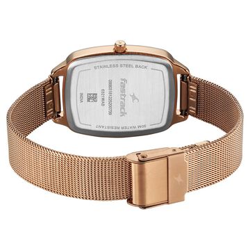 Fastrack Wild Quartz Analog Green Dial Rose Gold Stainless Steel Strap Watch For Girls