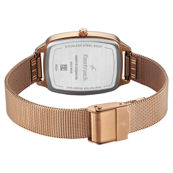 Fastrack Wild Quartz Analog Green Dial Rose Gold Stainless Steel Strap Watch For Girls - image number 7