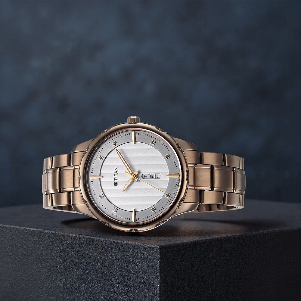Titan Regalia Opulent Quartz Analog with Day and Date White Dial Brown Metal Strap Watch For Men-picture-25
