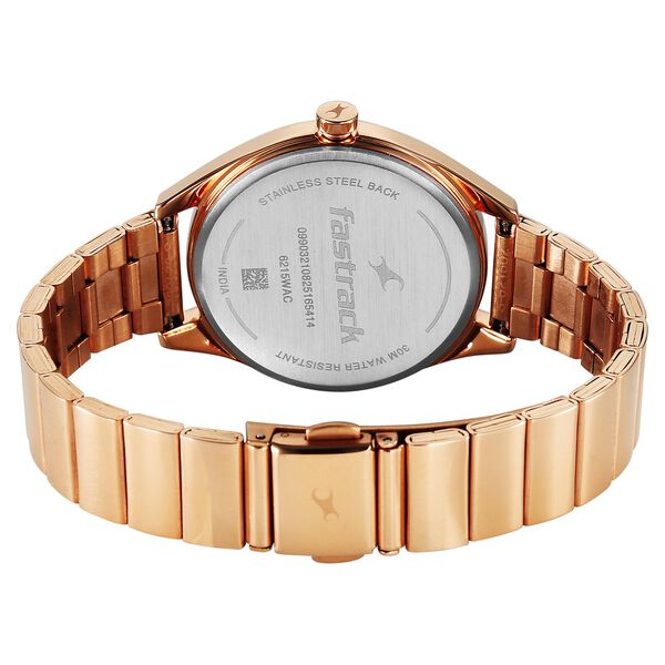 Fastrack Style Up Quartz Analog with Date Green Dial Rose Gold Colour Stainless Steel Strap Watch For Girls - image number 4