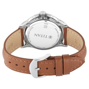 Titan Classique Four Eye Multifunction Analog with Salmon Dial Tan Brown Leather Strap Watch for Men