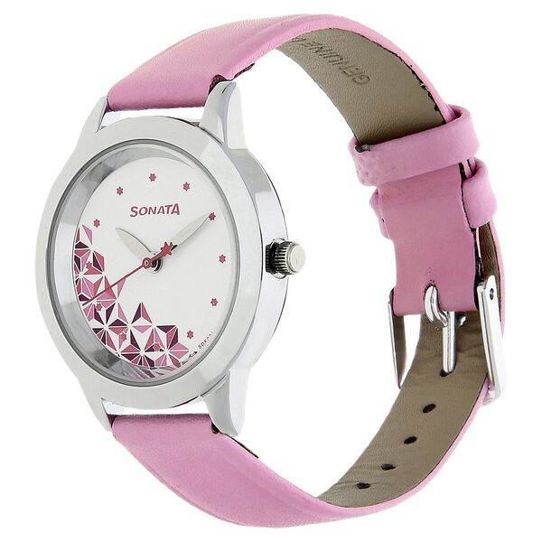 Sonata Quartz Analog White Dial Leather Strap Watch for Women - image number 1