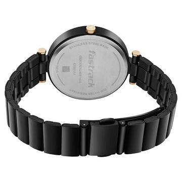 Fastrack MetaWe Quartz Analog Black Dial Stainless Steel Strap Watch For Girls