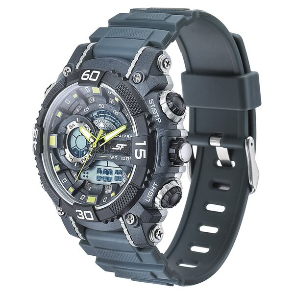 SF Quartz Analog Digital Grey Dial PU Strap Watch for Men - image number 1