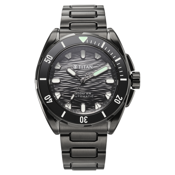 Titan Zero Hour Diver's 300m Automatic Analog with Black Dial Black Stainless Steel & Black FKM Strap Watch for Men - image number 1