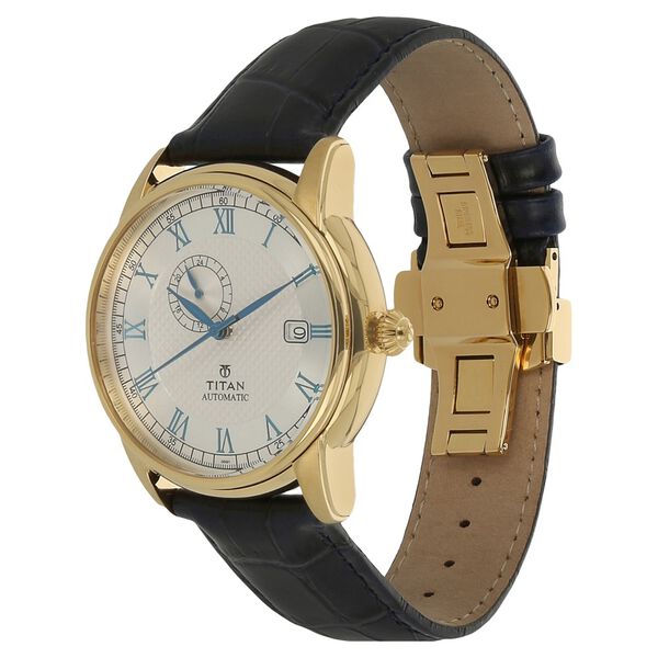 Titan Automatic White Dial Leather Strap Watch for Men - image number 1