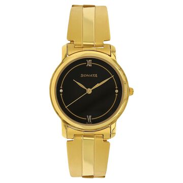 Sonata Quartz Analog Black Dial Stainless Steel Strap Watch for Men