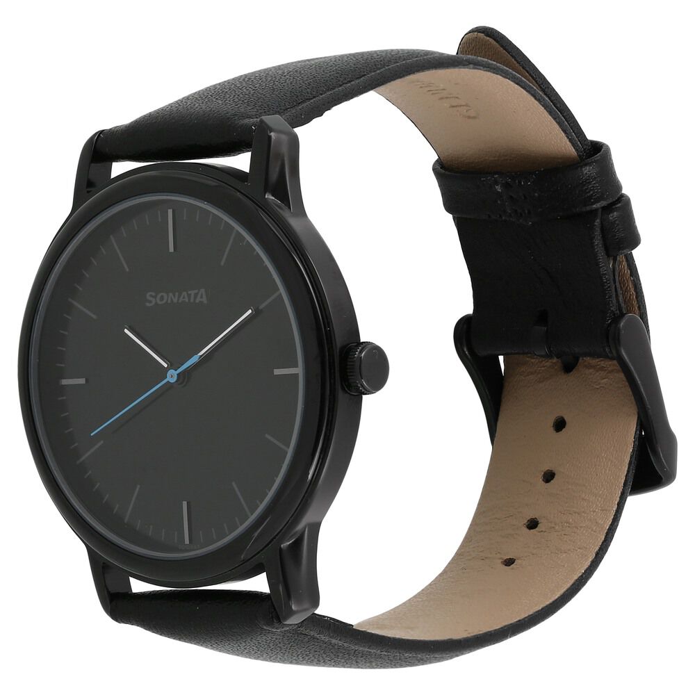 Sonata black clearance watch for men
