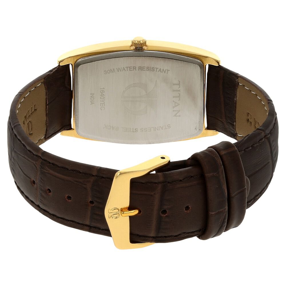 Buy Online Titan Quartz Analog with Day and Date Silver Dial Leather Strap Watch for Men nh1640yl02 Titan