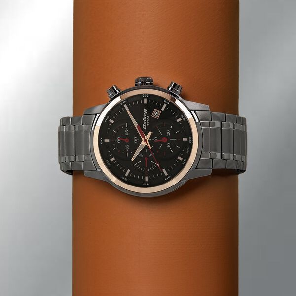 Titan Octane Quartz Chronograph Black Dial Stainless Steel Strap Watch for Men - image number 0
