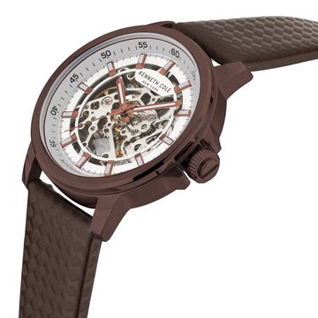 Kenneth Cole Automatic Silver Dial Leather Strap Watch for Men