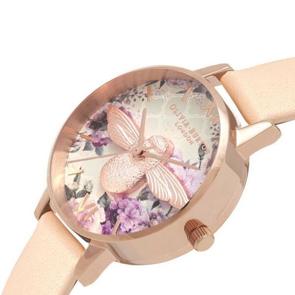 Olivia Burton Quartz Analog Rose Gold Dial Leather Strap Watch for Women - image number 1