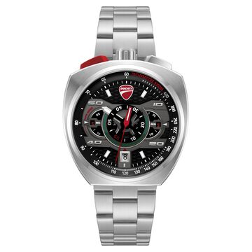 Ducati Quartz Chronograph Black Dial Silver Stainless Steel Strap Watch For Men
