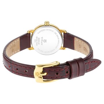 Titan Nebula Vintage 18k Gold Analog Leather Strap Watch for Women