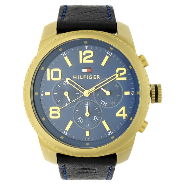 Tommy Hilfiger Quartz Chronograph Blue Dial Leather Strap Watch for Men - image number 0