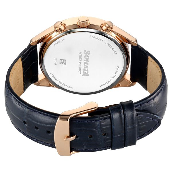 Sonata Multifunction Blue Dial Blue Leather Strap Watch For Men - image number 6