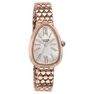Sonata Poze Quartz Analog Mother of Pearl Dial Rose Gold Metal Strap Watch For Women