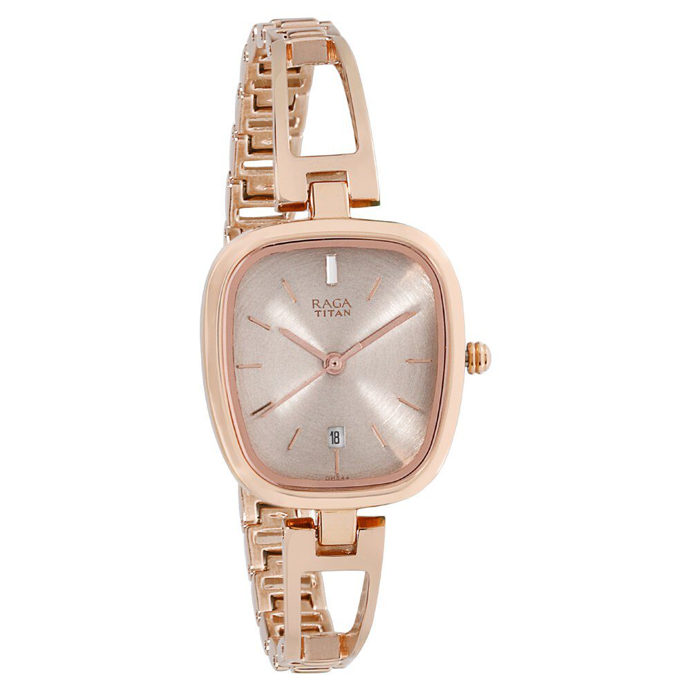 Buy Online Titan Raga Viva Grey Dial Analog with Date Rose Gold Metal Strap watch for Women ns2604wm01 Titan