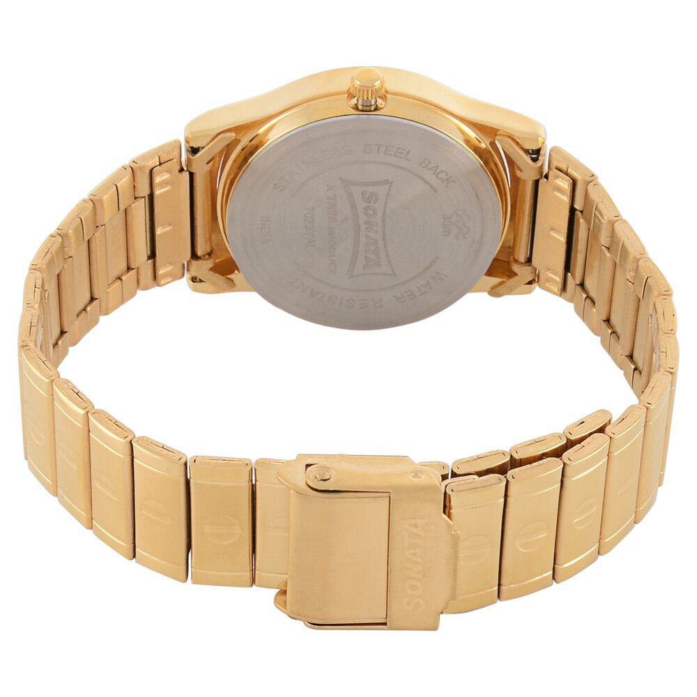 Buy Online Sonata Quartz Analog with Day and Date Champagne Dial