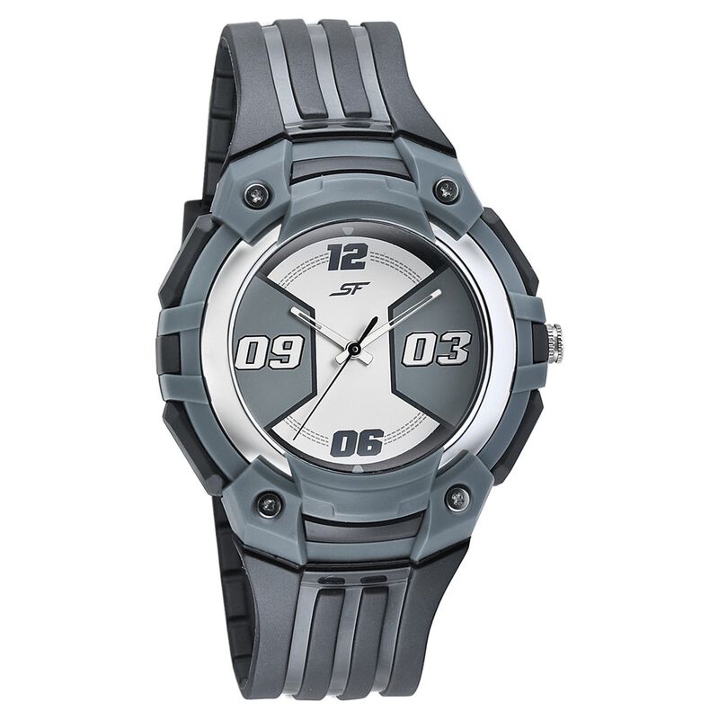 SF Turbo Quartz Analog Grey Dial PU Strap Watch for Men