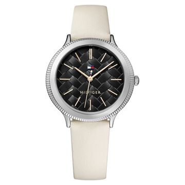 Tommy Hilfiger Quartz Analog Black Dial Leather Strap Watch for Women