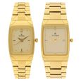 Titan Quartz Analog with Date Champagne Dial Stainless Steel Strap Watch for Couple - image number 0
