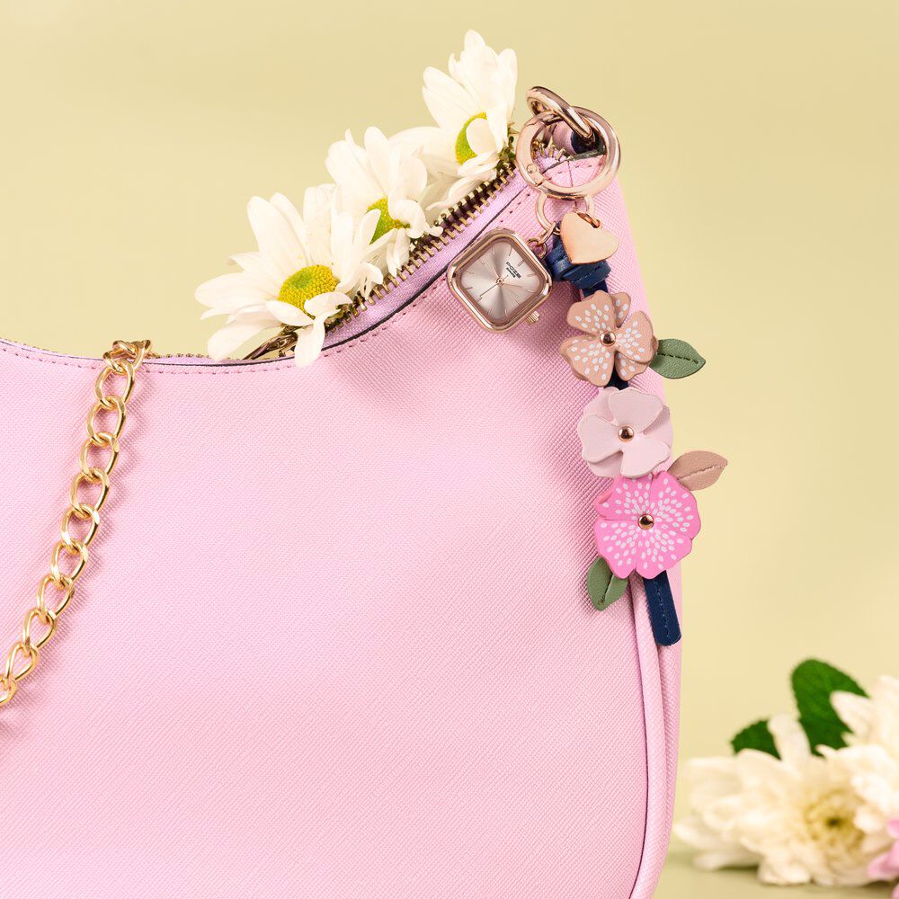 Key Chain Watch By Sonata Quartz Analog Rose Gold Dial Pink Leather Key Chain Strap Watch For Women-image-40