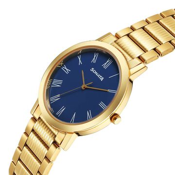 Sonata Utsav Quartz Analog Blue Dial Stainless Steel Strap Watch for Men