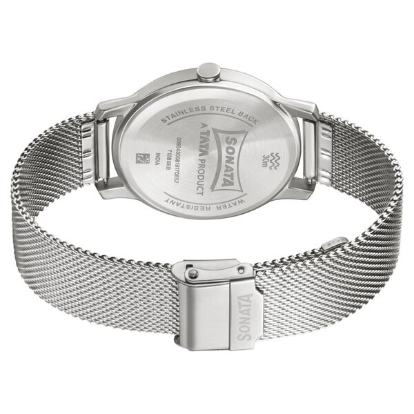 Sonata Quartz Analog Blue Dial Stainless Steel Strap Watch for Men - image number 3