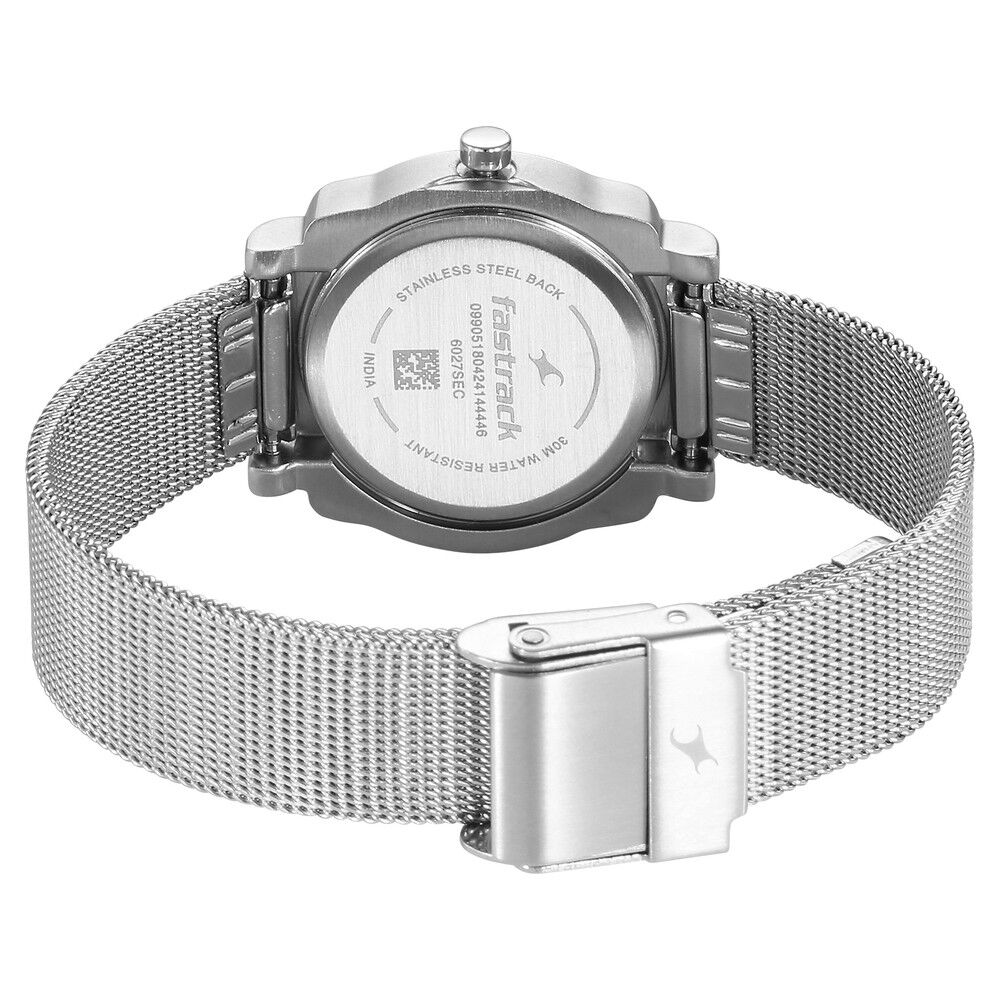 Buy Online Fastrack Quartz Analog Silver Dial Stainless Steel Strap Watch for Girls np6027sm01 Titan