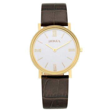Titan Nebula Vintage 18k Gold Analog Leather Strap Watch for Men