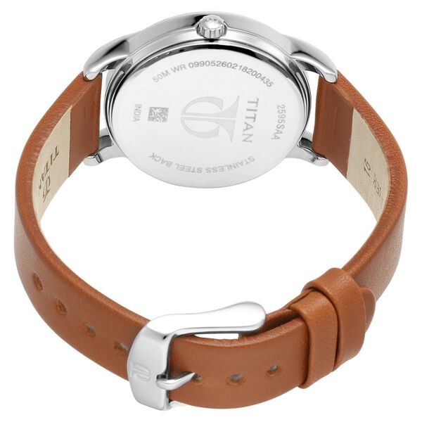 Titan Workwear White Dial Women Watch With Leather Strap - image number 3