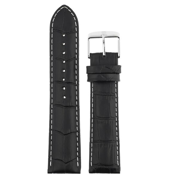 22 mm Black Genuine Leather Straps for Men - image number 0