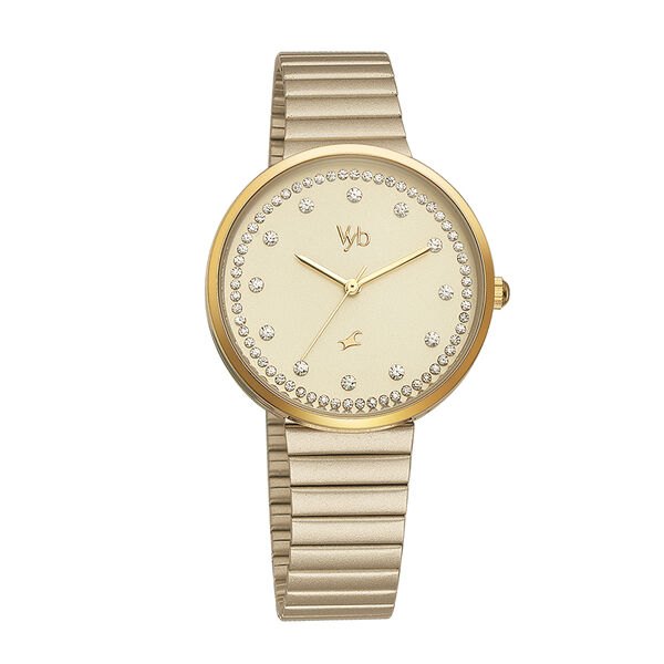 Fastrack Vyb Mirage Quartz Analog Golden Dial Stainless Steel Strap Watch for Girls - image number 1