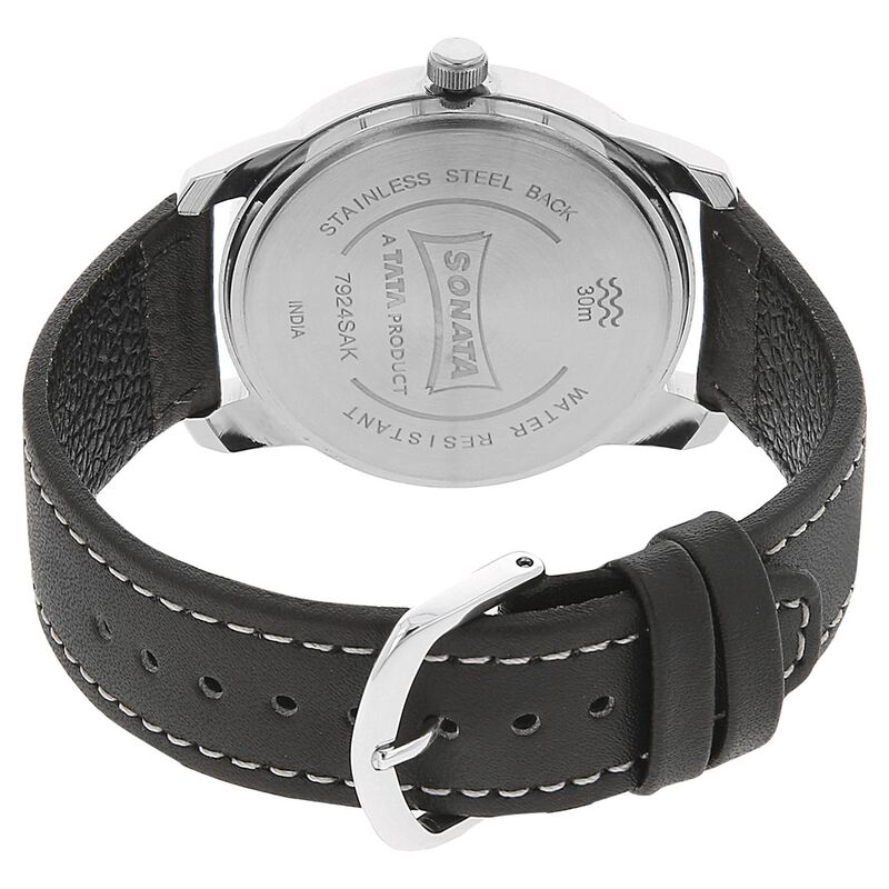 Sonata Quartz Analog White Dial Leather Strap Watch for Men - image number 3